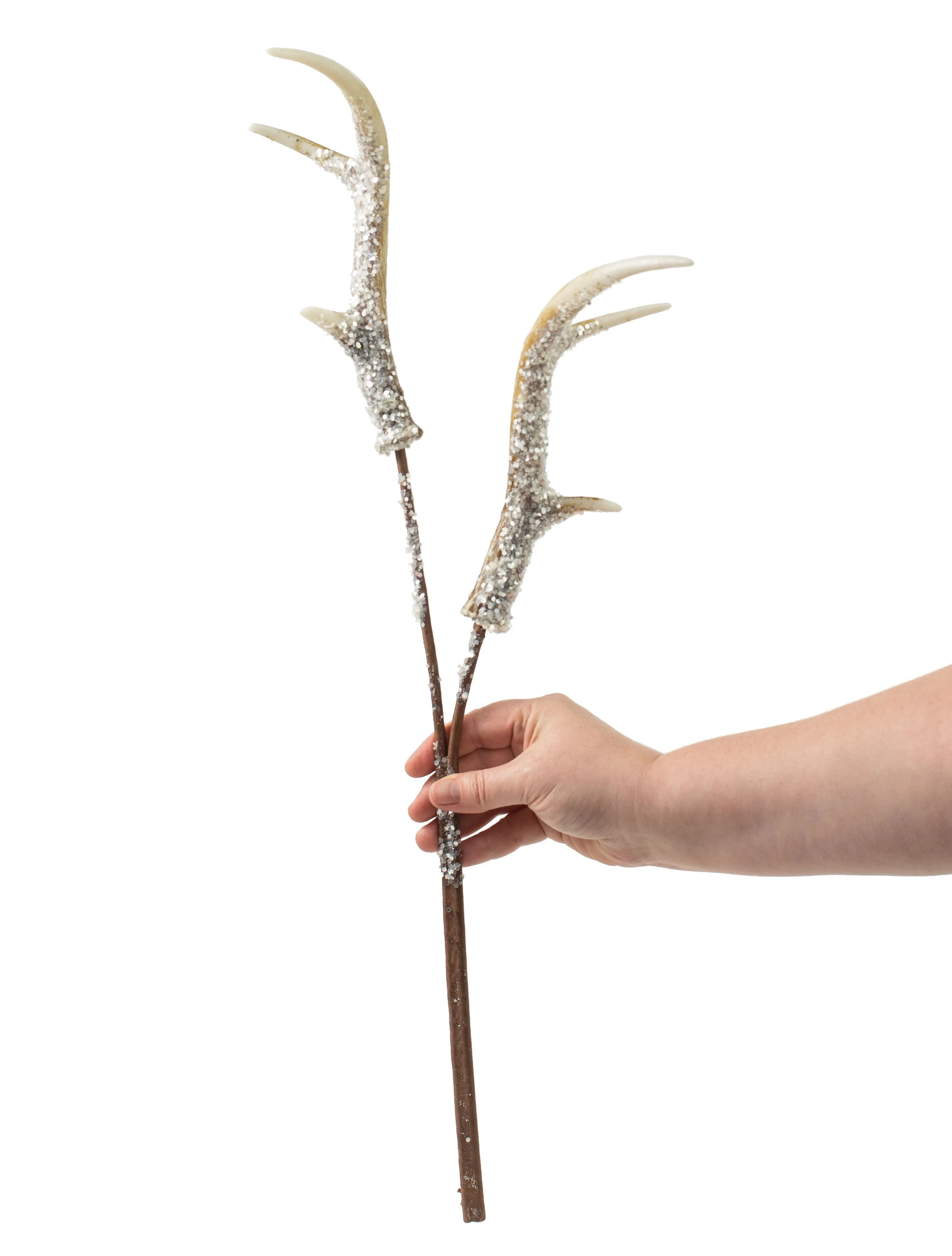 24" Antlers Spray: Snow Ice Natural