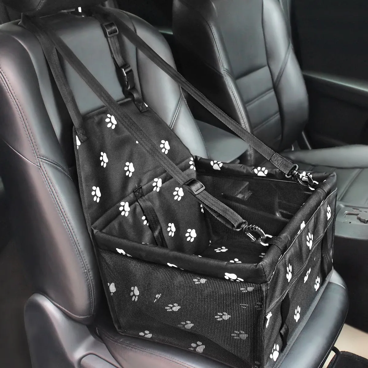 Dog Booster Car Seat  - Black and White Paw Print