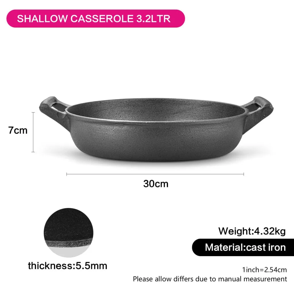 Fissman Shallow Casserole  Cast Iron Black 30cm