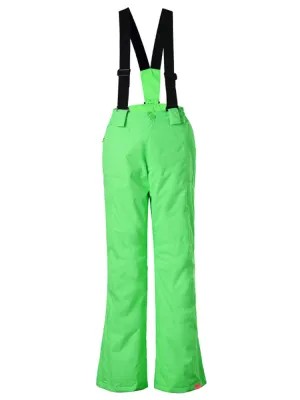 Kid's Green Windproof Ski Hiking Suspender Snowboard Pants