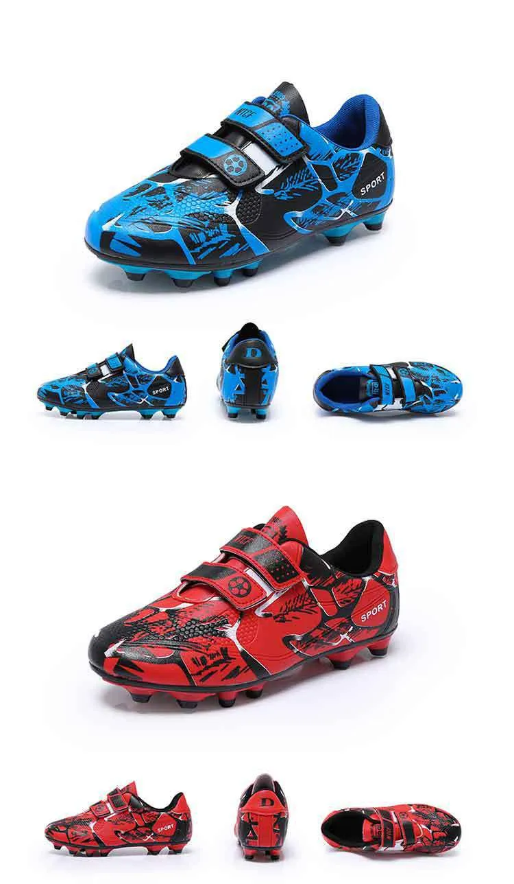 Kids' Soccer Shoes, Magic Tape, Long Studs, Low-Cut