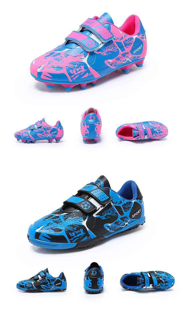 Kids' Soccer Shoes, Magic Tape, Long Studs, Low-Cut