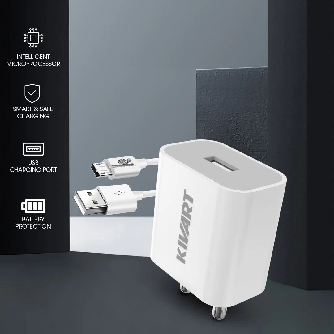 Kivart Kore V8 :Super Fast Wall Charger | With T-1 Version 8 USB Support | Smart & Safe Charging