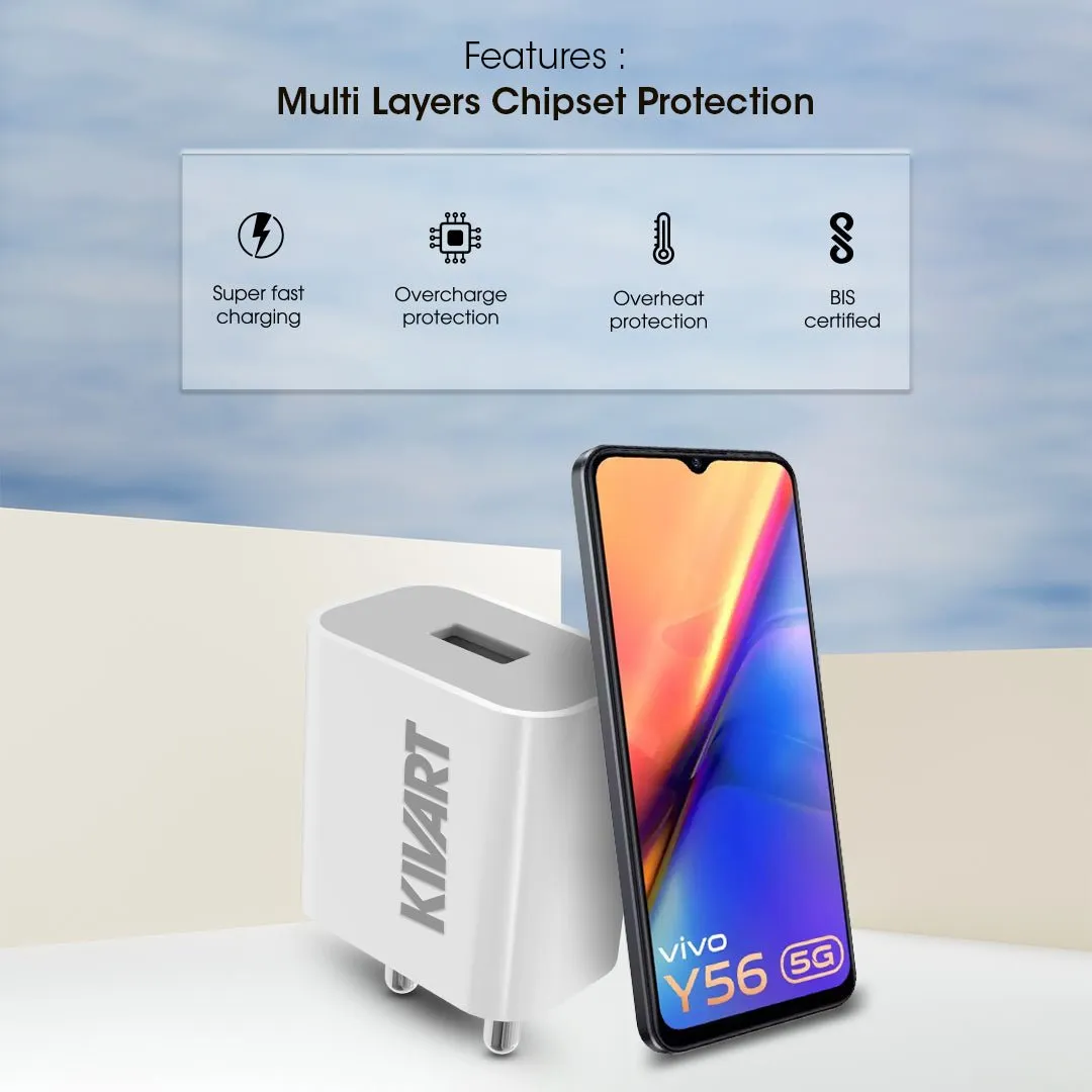 Kivart Kore V8 :Super Fast Wall Charger | With T-1 Version 8 USB Support | Smart & Safe Charging