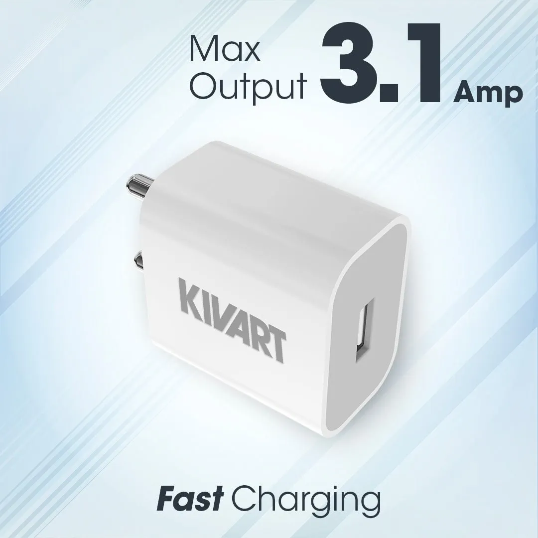 Kivart Kore V8 :Super Fast Wall Charger | With T-1 Version 8 USB Support | Smart & Safe Charging