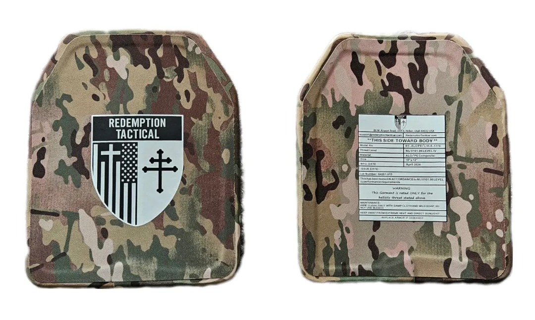 (One Plate) Level IV Ballistic Front or Back Plate (Curved with Shooters Cut)