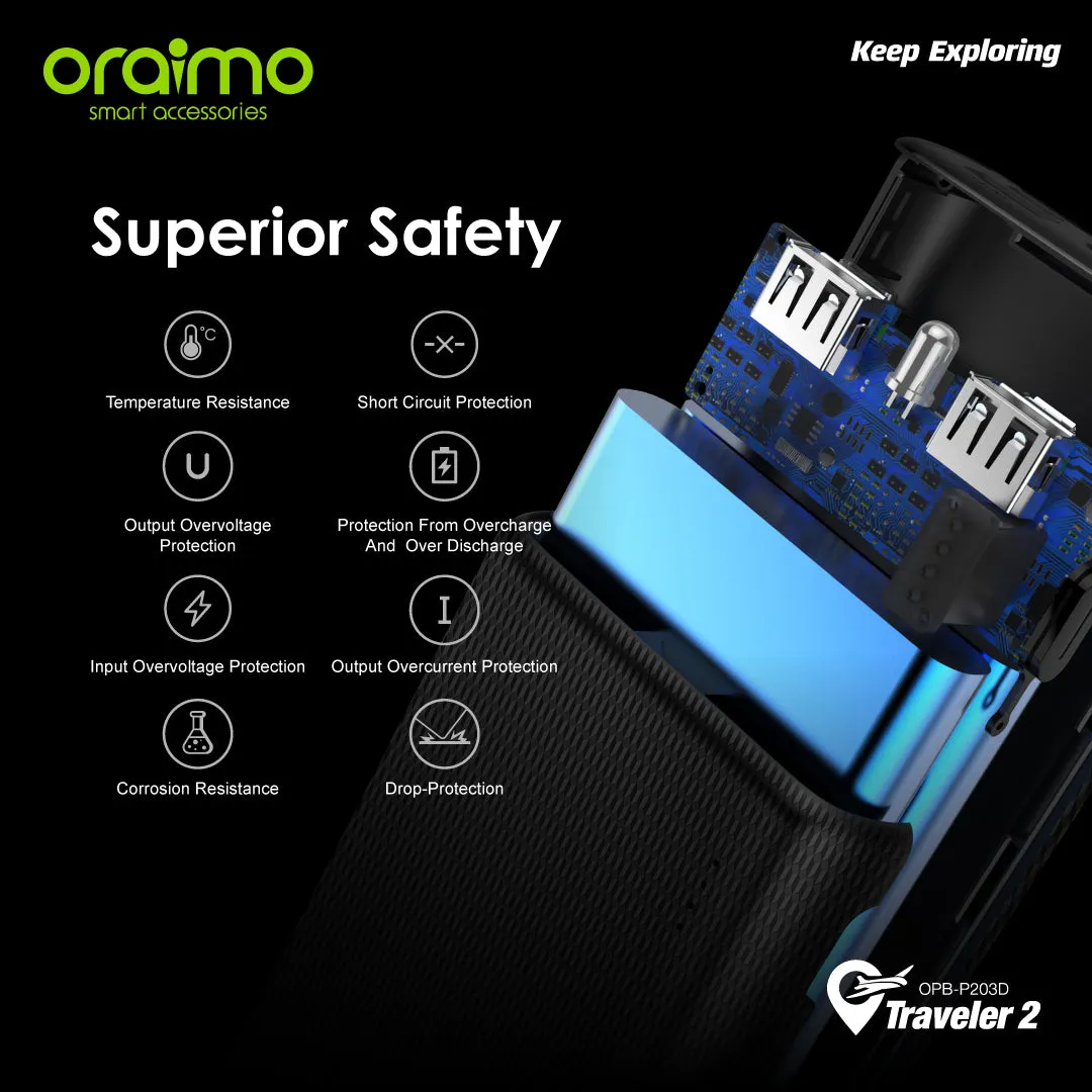 oraimo Traveler 2 20000mAh 2.1A Fast Charging Portable Power Bank