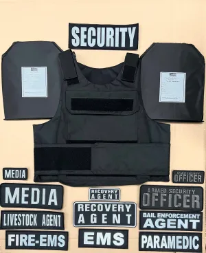 Professional VEST COMBO PACKAGE LEVEL IIIA (2) 10x12 Front/Back Plates and Patch