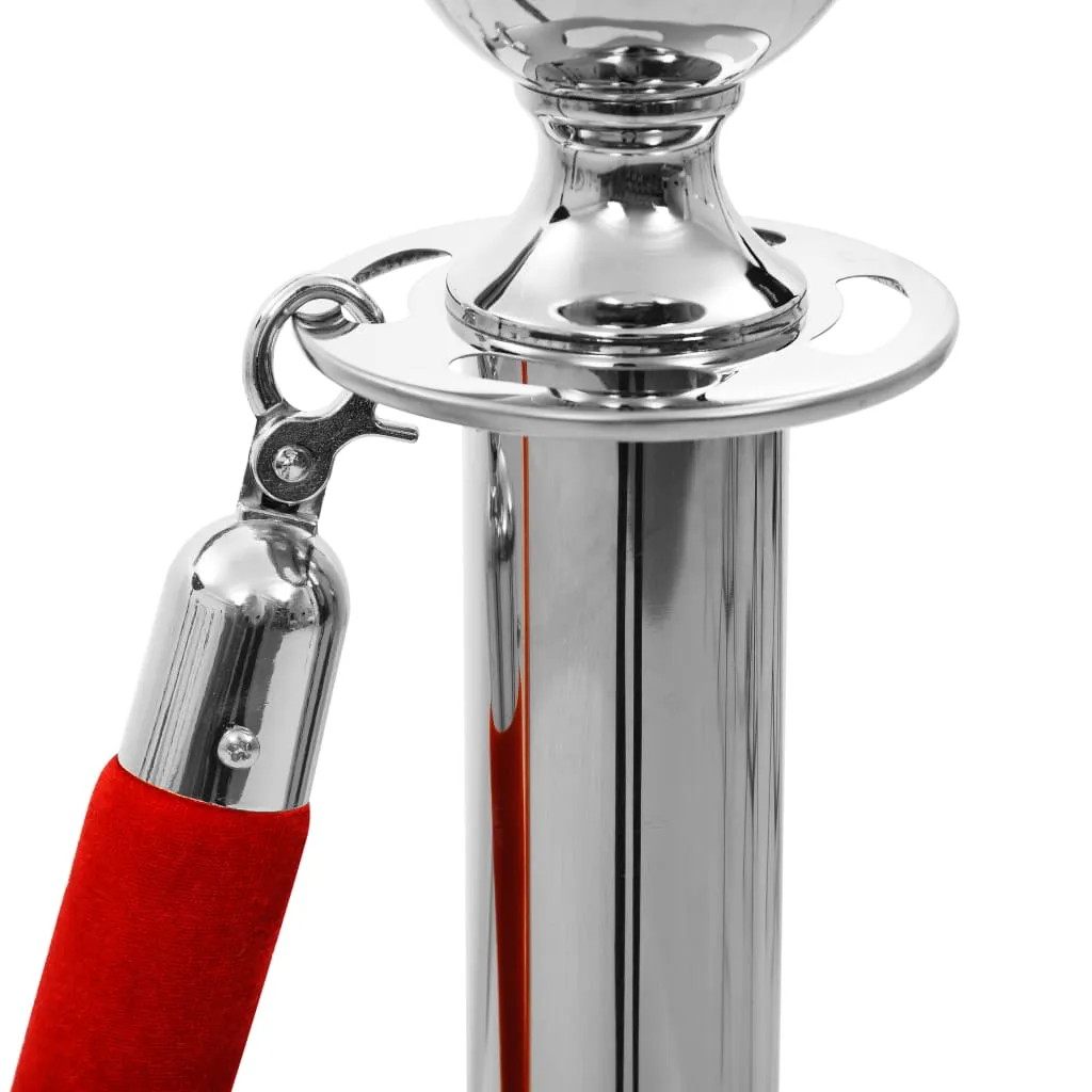 Stanchion Stand Rope Red and Silver Velvet