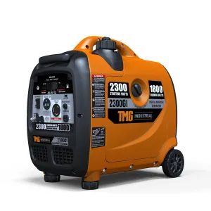 TMG Industrial 2300 Watt Digital Inverter Gasoline Generator, 79 cc OHV Engine, 6.5 Hour Run Time, 120/240 VAC, Telescopic Pull Handle, Parallel Cable Kit, TMG-2300GI