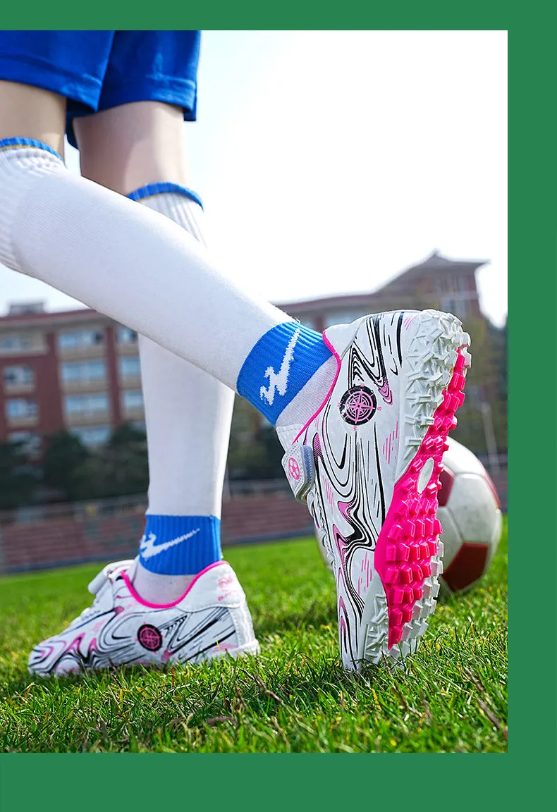 Youth Boys' Soccer Shoes, TF Studs, Magic Tape, Grass Training